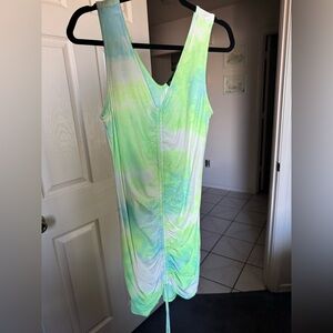 Derek Heart Green and Blue Tie-Dye Midi Dress